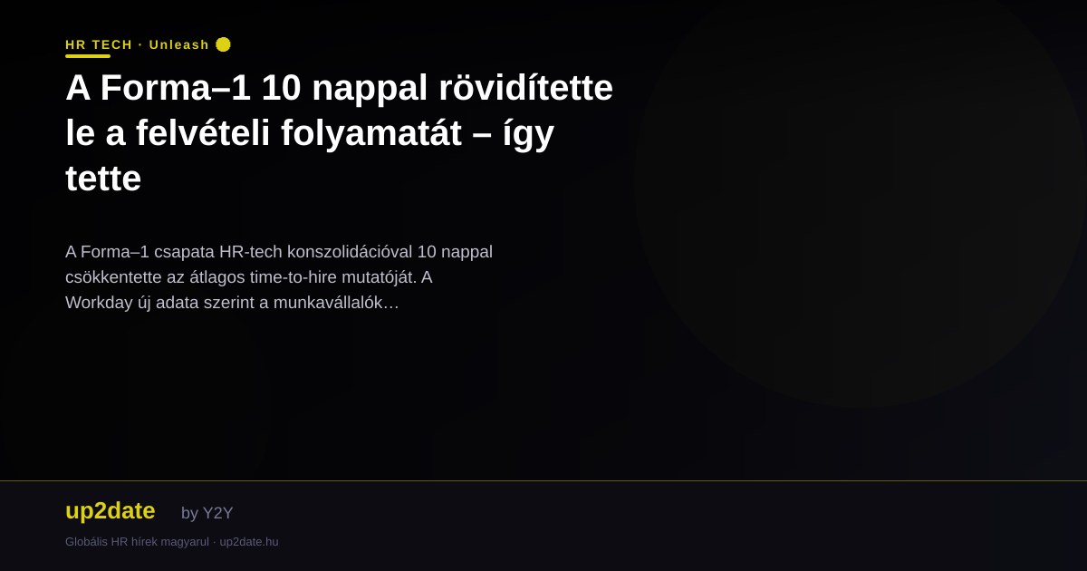 A Forma–1 10 nappal rövidítette le a felvételi folyamatát – így tette