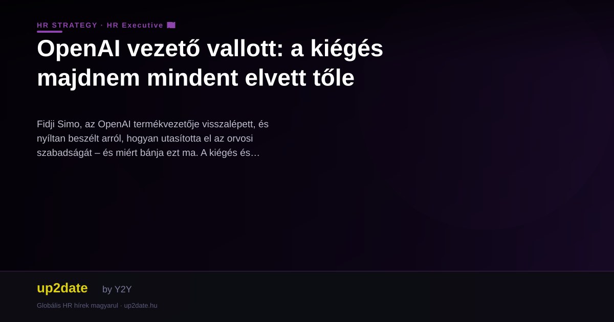OpenAI vezető vallott: a kiégés majdnem mindent elvett tőle