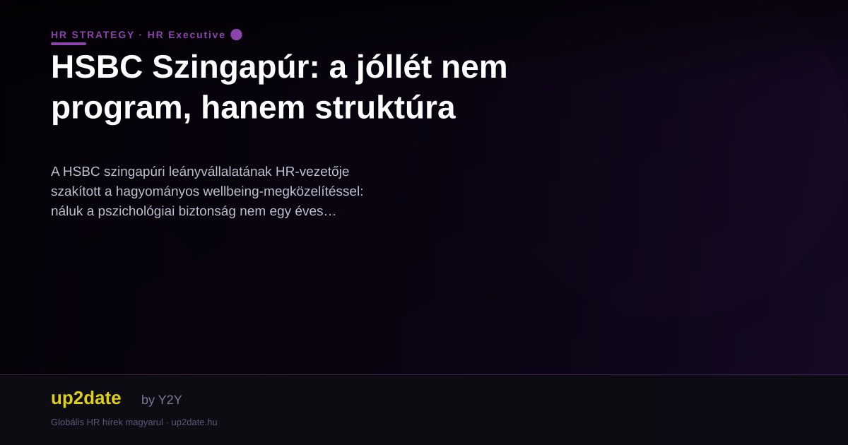 HSBC Szingapúr: a jóllét nem program, hanem struktúra