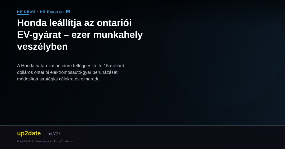 Honda leállítja az ontariói EV-gyárat – ezer munkahely veszélyben